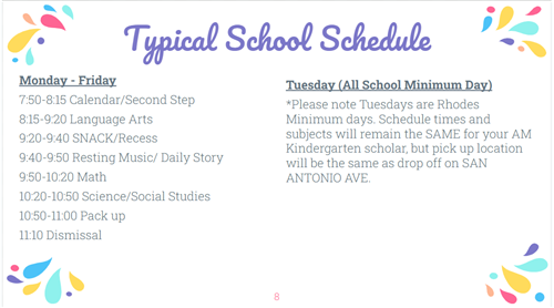 kinder schedule